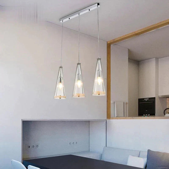 Modern Simple Led Chandelier Three Head Crystal Pendant