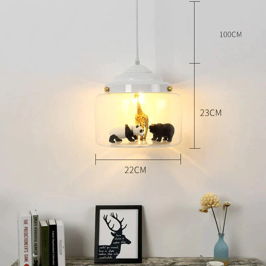 Nordic Glass Chandelier Bedroom Restaurant Coffee Shop Personality Creative Animal Cartoon Art