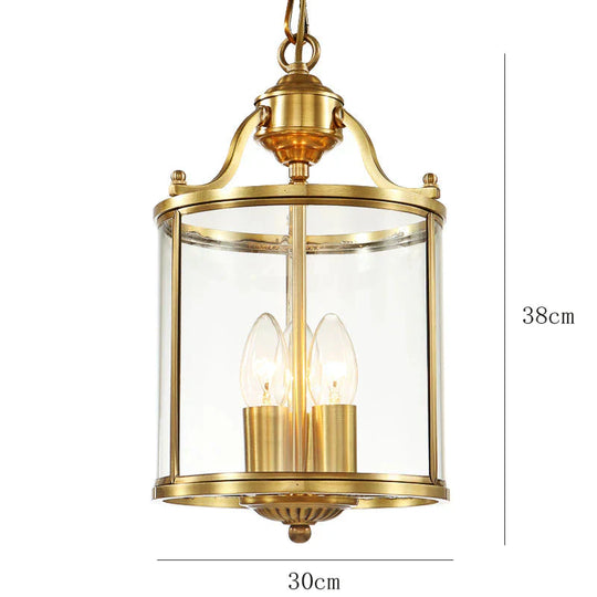 Bar Porch Corridor Chandelier Simple Copper Dining Room Study Balcony Gold / W 30Cm Pendant