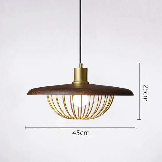 Nordic Hat Chandelier Japanese Shadow Homestay Walnut Round Restaurant Bar Dining Dark Walnut Color