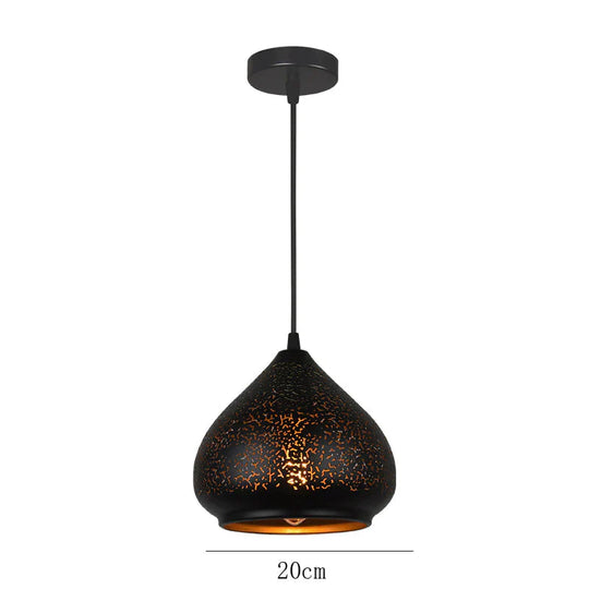 Retro Chandelier Restaurant Bar Personalized Luxury Etched Wrought Iron Black / Dia20Cm Pendant