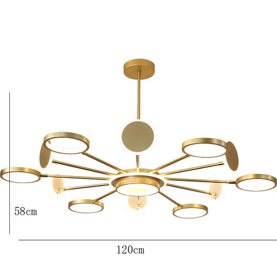 Modern Minimalist Luxury Restaurant Bedroom Atmosphere Creative Chandelier Gold / 12 Heads Tri -