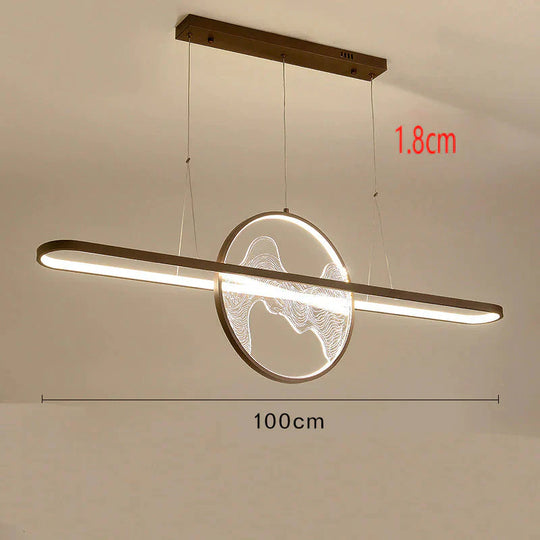 Restaurant Chandelier Led Rectangular Living Room Zen Landscape Teahouse Simple Bar Study Lamp