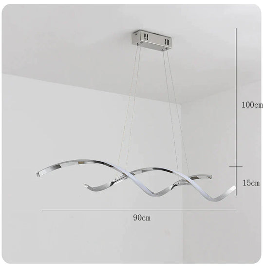 Simple Modern Led Lamp Electroplating Living Room Dining Bedroom Book Strip Chandelier Pendant