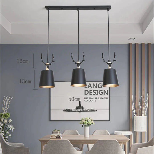 Nordic Dining Room Lamp Chandelier Three Simple Modern Color Lamps Log Study Master Bedroom
