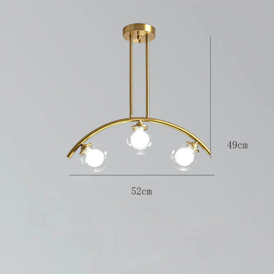 Nordic Restaurant Long Copper Chandelier Bar Minimalist Creative Personalized Glass Lamp Net Red