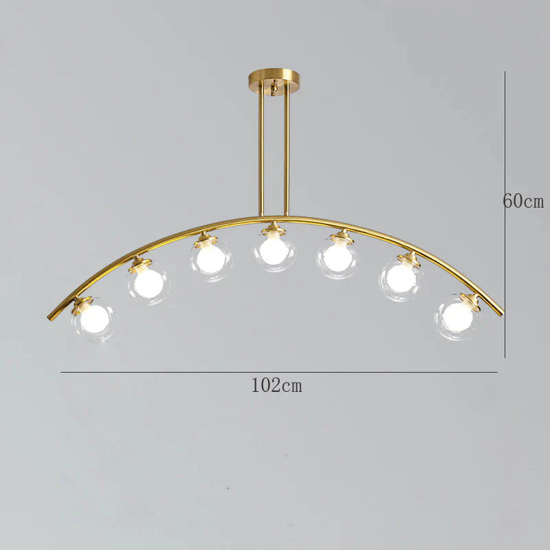 Nordic Restaurant Long Copper Chandelier Bar Minimalist Creative Personalized Glass Lamp Net Red