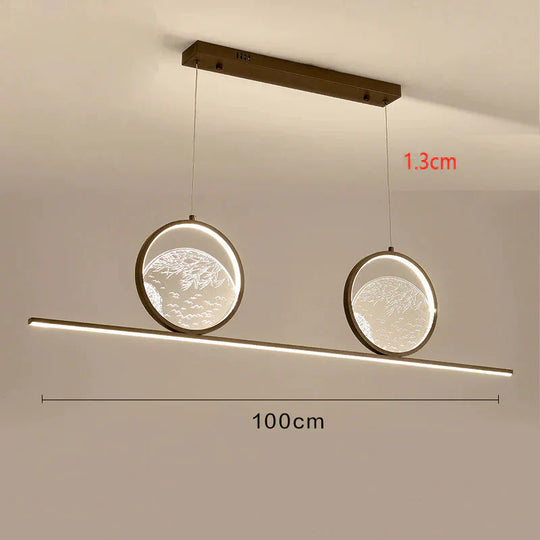 Restaurant Chandelier Led Rectangular Living Room Zen Landscape Teahouse Simple Bar Study Lamp