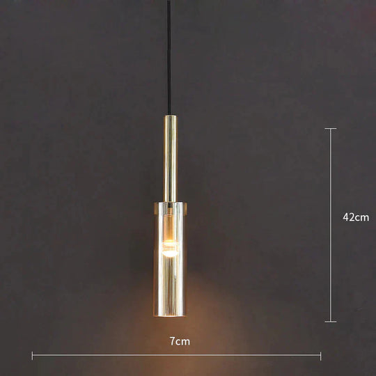 Bedside Chandelier Simple Living Room Tv Background Wall Long Bedroom Copper / Warm Light Pendant