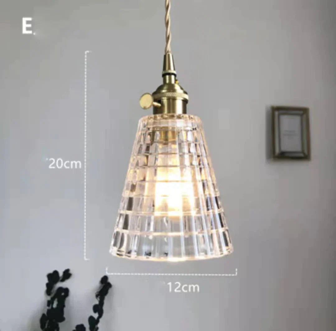 Brass Glass Bell Bedside Chandelier Nordic Simple Restaurant Bar Porch Balcony Lamp E Pendant