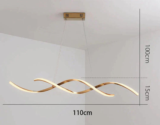 Simple Modern Led Lamp Electroplating Living Room Dining Bedroom Book Strip Chandelier Pendant