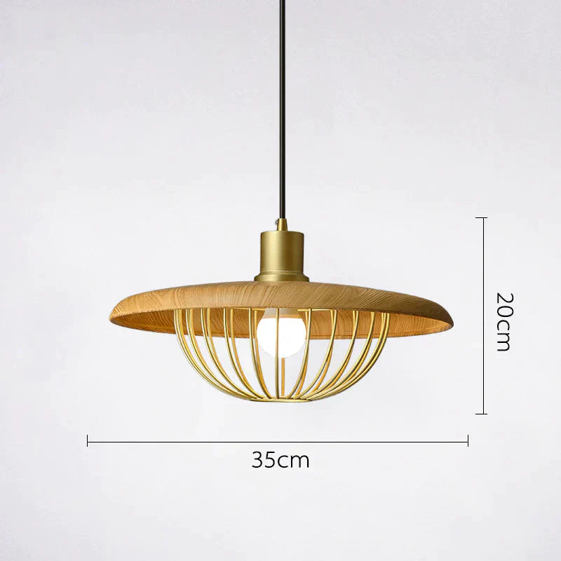Nordic Hat Chandelier Japanese Shadow Homestay Walnut Round Restaurant Bar Dining Light Wood Grain