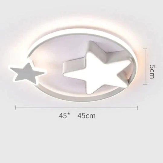 Children’s Room Lamp Bedroom Simple Modern Ceiling Nordic Cartoon Creative Star Moon A / White