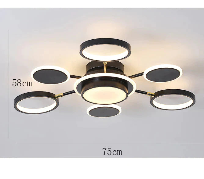 Modern Minimalist Luxury Restaurant Bedroom Atmosphere Creative Chandelier Black / 6 Heads Tri -