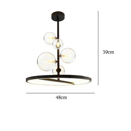 Restaurant Bubble Lamp Modern Magic Bean Bar Chandelier Dining Table Molecular Black / L 48Cm White