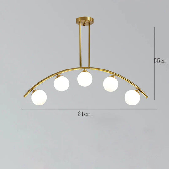 Nordic Restaurant Long Copper Chandelier Bar Minimalist Creative Personalized Glass Lamp Net Red