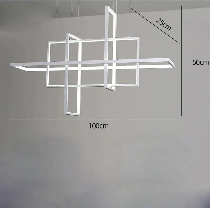 Rectangular Lamp Creative Art Geometric Chandelier Modern Simple Living Room Bedroom Dining Lamps