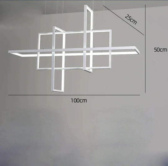 Rectangular Lamp Creative Art Geometric Chandelier Modern Simple Living Room Bedroom Dining Lamps