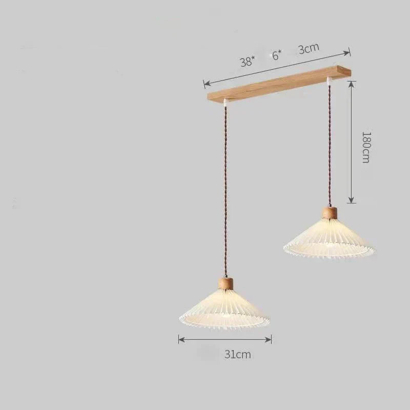 Nordic Pleated Bedside Chandelier Solid Wood Household Bedroom Dining Room B&B Minimalist Creative