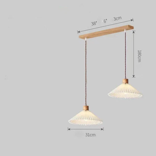 Nordic Pleated Bedside Chandelier Solid Wood Household Bedroom Dining Room B&B Minimalist Creative