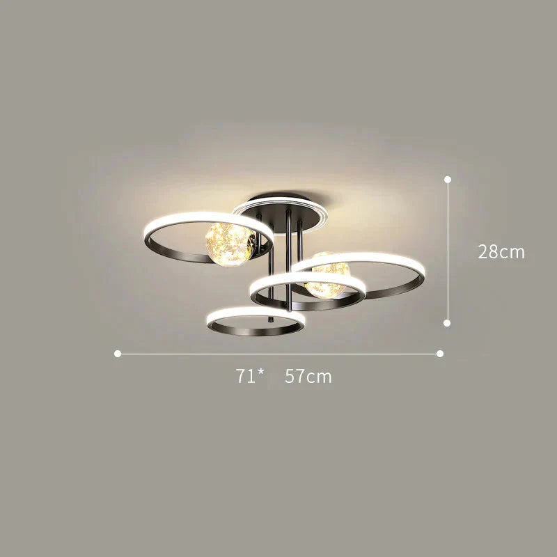 Simple Modern Atmosphere Ceiling Chandelier Living Room Lamp Bedroom Starry Lighting Black / L 71Cm