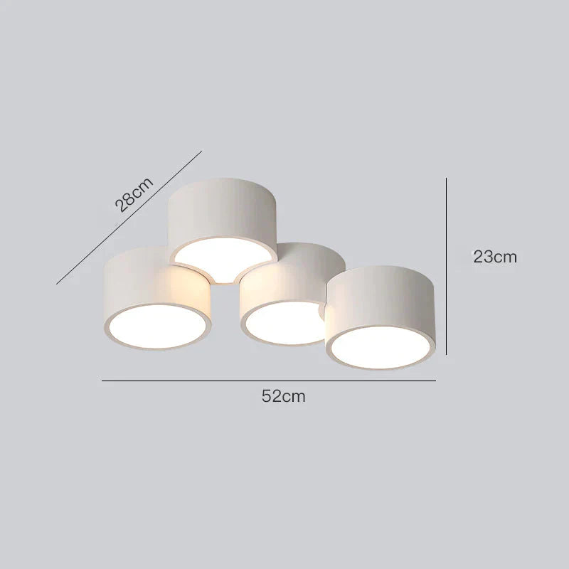 Simple Geometric Circular Living Room Lamp Creative Art Bedroom Study Ceiling White / 4 Heads Warm