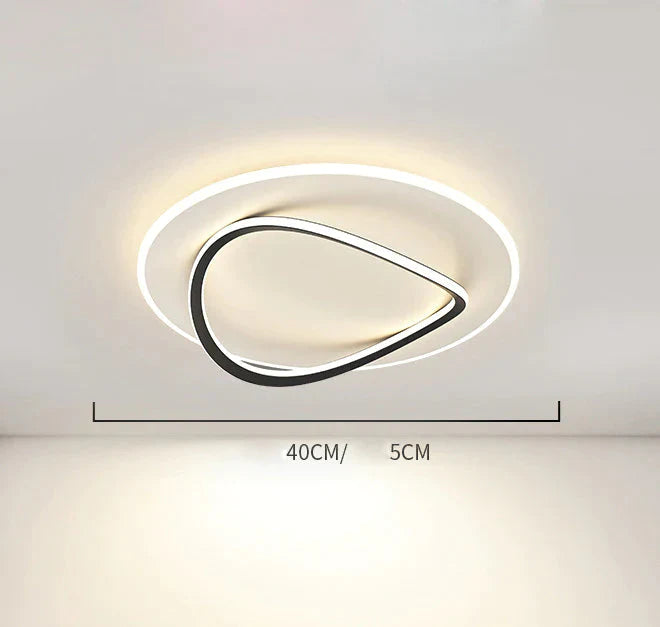 Creative Bedroom Master Lamp Minimalist Round Restaurant Room Ceiling Led Lamps Black / Dia40Cm