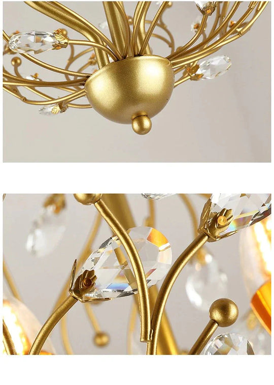 American Gold Retro Iron Personalized Crystal Lamp Nordic Ball Restaurant Porch Bedroom Coffee Shop