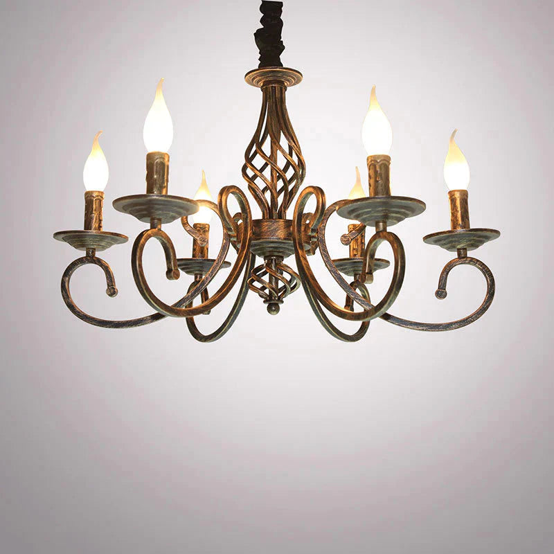 Retro Chandelier American Country Creative Wrought Iron Personality Pendant