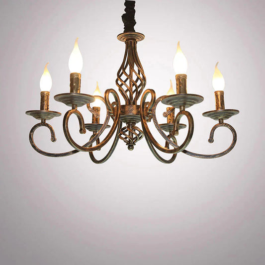 Retro Chandelier American Country Creative Wrought Iron Personality Pendant