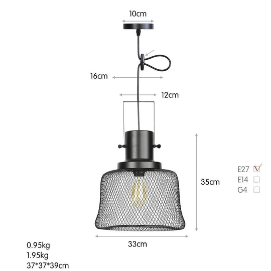 American Retro Iron Mesh Chandelier B / Without Light Source Pendant