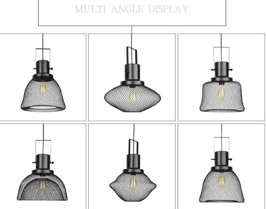 American Retro Iron Mesh Chandelier Pendant