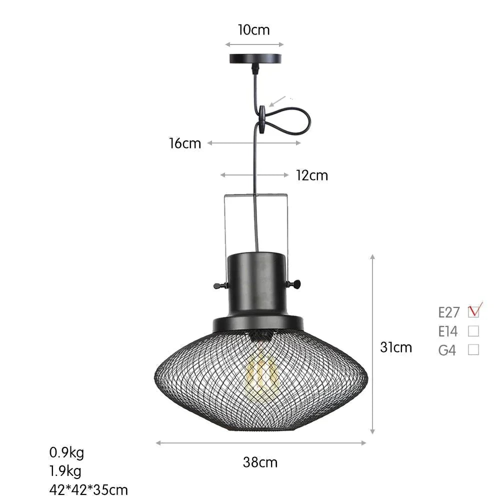 American Retro Iron Mesh Chandelier C / Without Light Source Pendant
