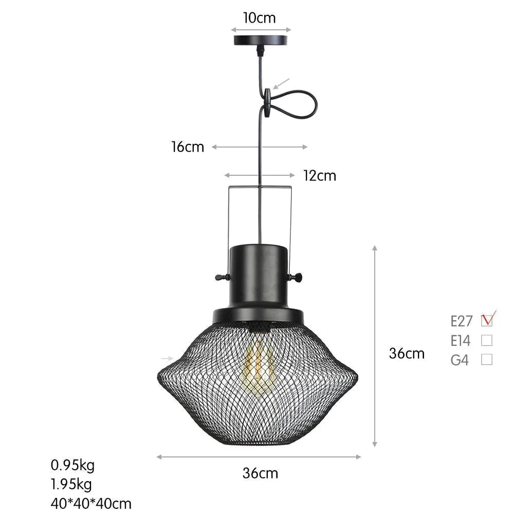 American Retro Iron Mesh Chandelier E / Without Light Source Pendant