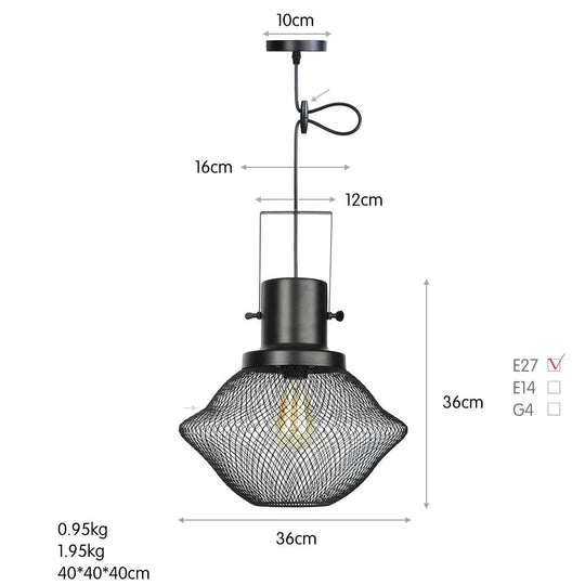 American Retro Iron Mesh Chandelier E / Without Light Source Pendant