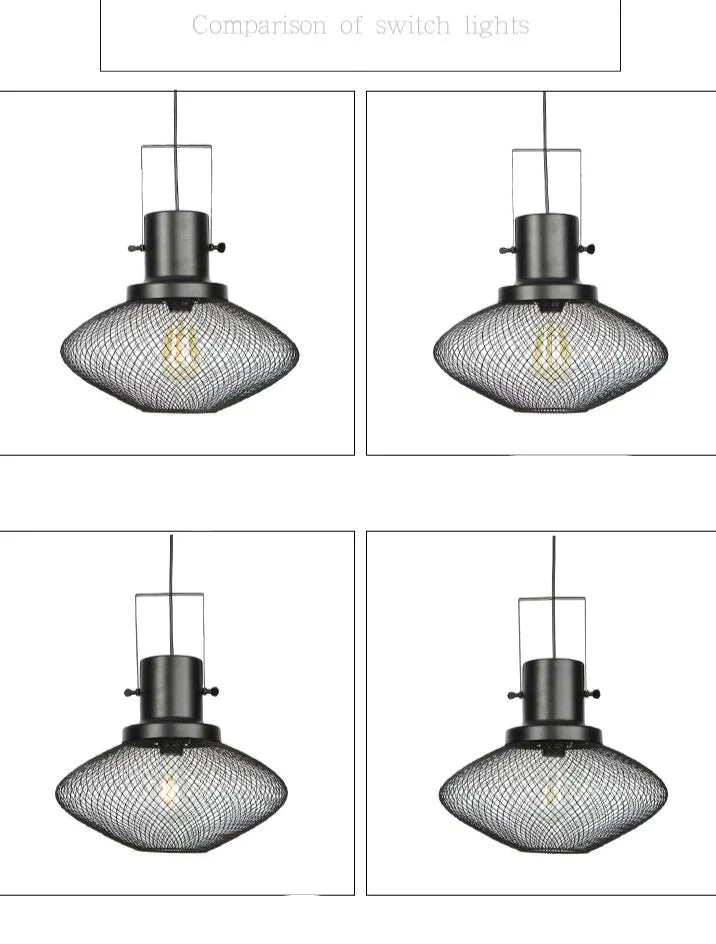 American Retro Iron Mesh Chandelier Pendant
