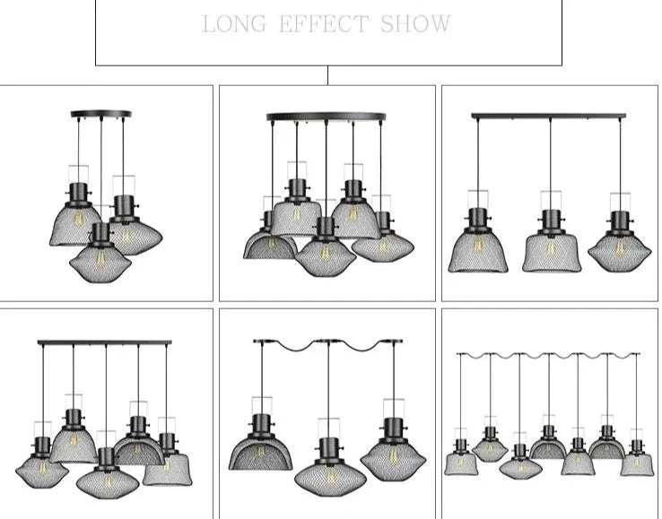 American Retro Iron Mesh Chandelier Pendant