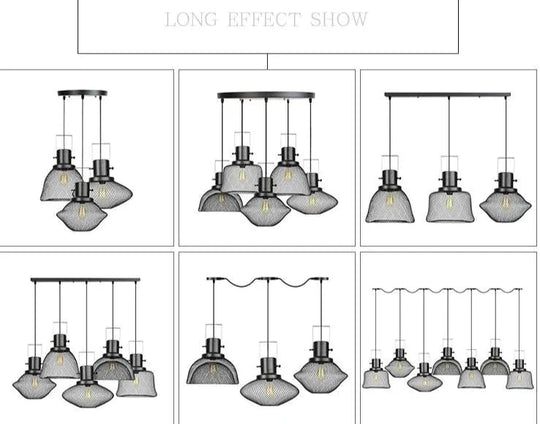 American Retro Iron Mesh Chandelier Pendant