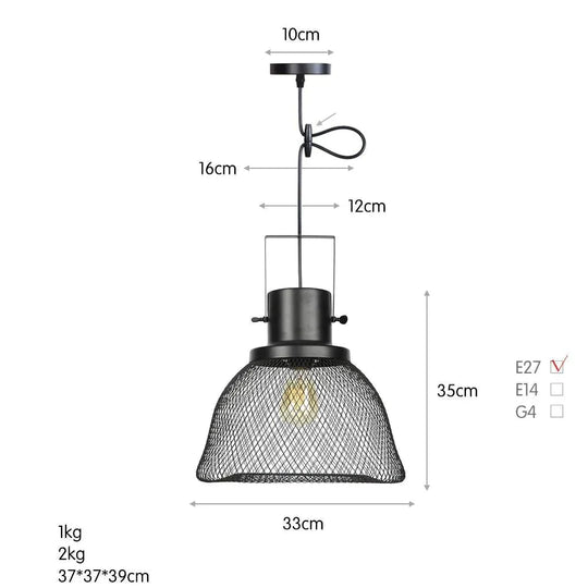 American Retro Iron Mesh Chandelier D / Without Light Source Pendant