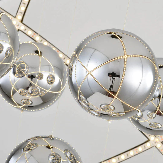 Nordic Creative Globe Restaurant Chandelier Personality Led Cafe Duplex Building Lamps Pendant