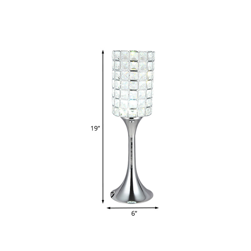 Chiara - Crystal Hand - Cut Cylinder Table Lamp Minimalist Study Room Led Desk Light In Chrome