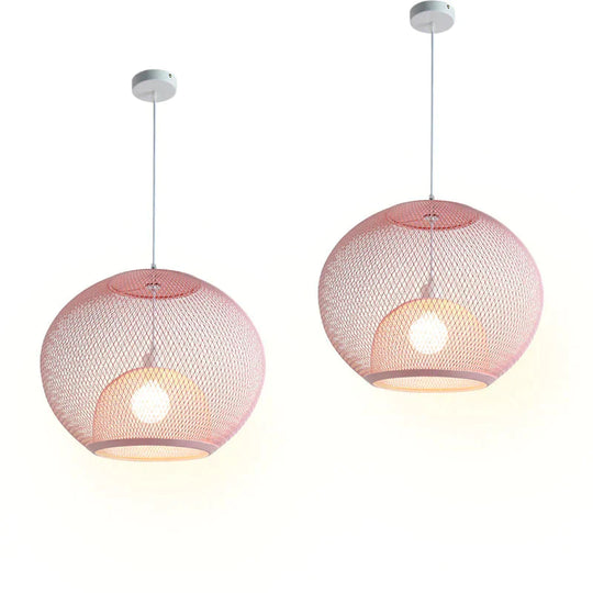 Nordic Simple Iron Grid Chandelier Modern Cafe Restaurant Makaron Single Head Double Layer Birdcage