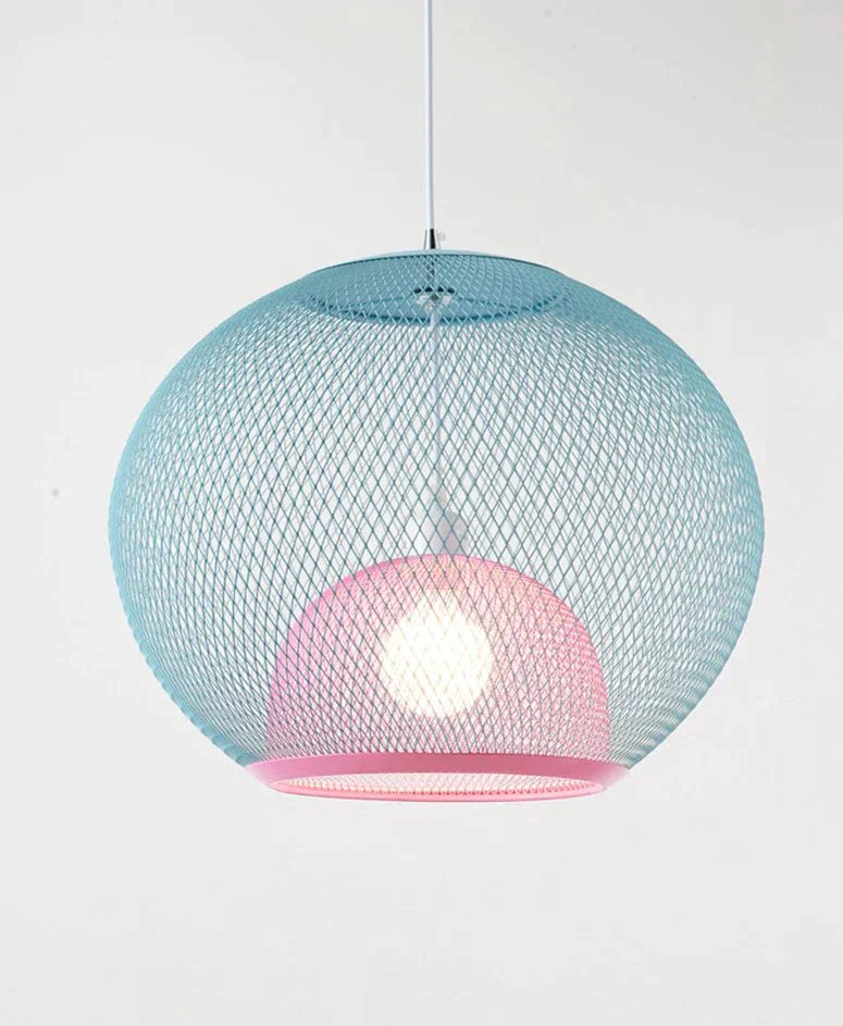 Nordic Simple Iron Grid Chandelier Modern Cafe Restaurant Makaron Single Head Double Layer Birdcage