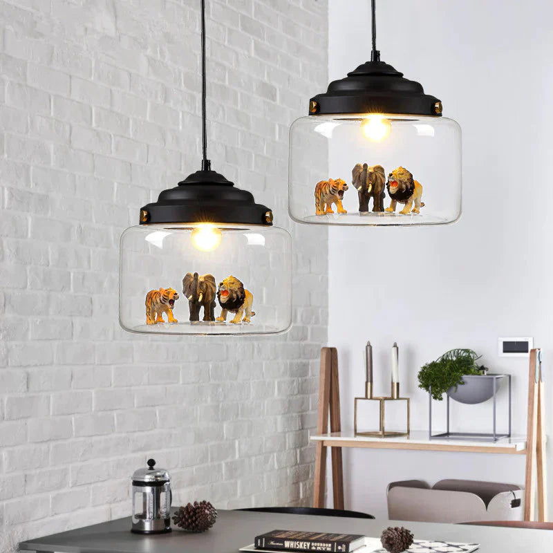 Nordic Glass Chandelier Bedroom Restaurant Coffee Shop Personality Creative Animal Cartoon Art
