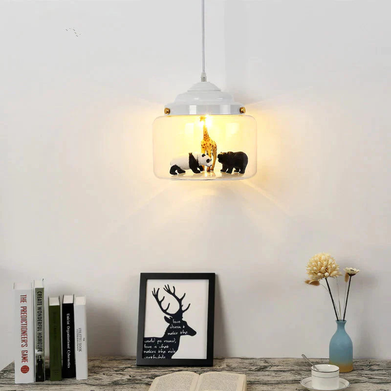 Nordic Glass Chandelier Bedroom Restaurant Coffee Shop Personality Creative Animal Cartoon Art