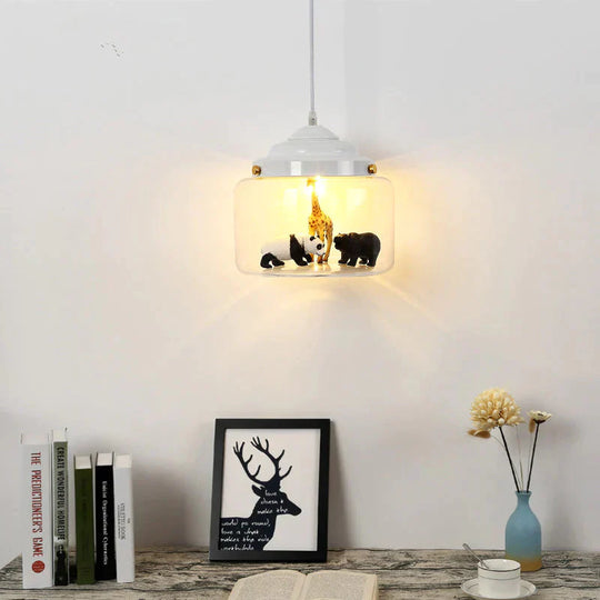 Nordic Glass Chandelier Bedroom Restaurant Coffee Shop Personality Creative Animal Cartoon Art