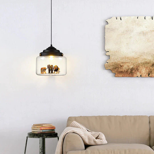 Nordic Glass Chandelier Bedroom Restaurant Coffee Shop Personality Creative Animal Cartoon Art