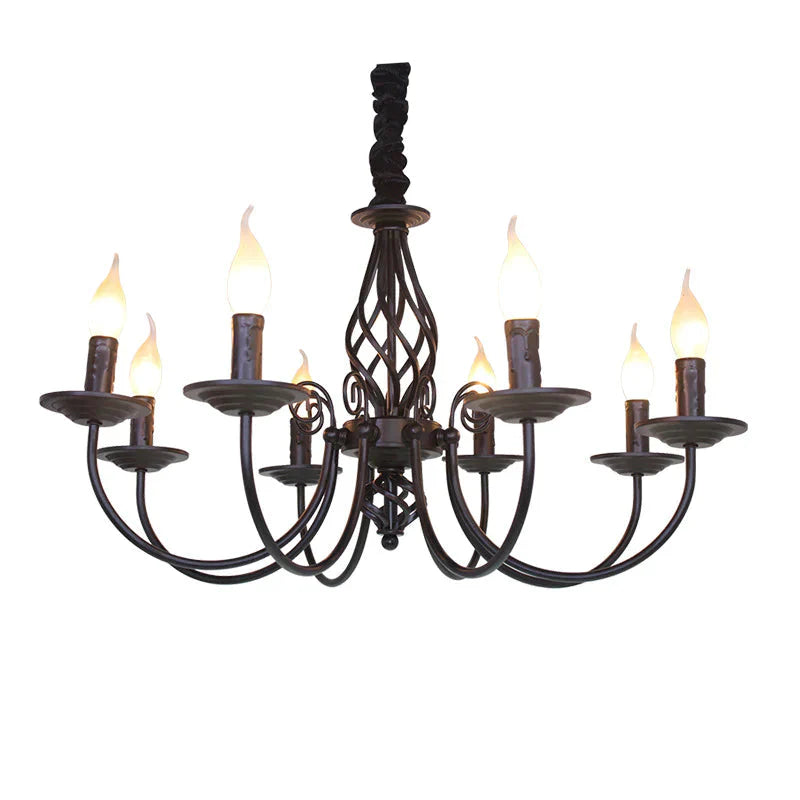 Iron Candle Living Room Lamp Simple Personality Retro Warm Study Restaurant Led Pendant