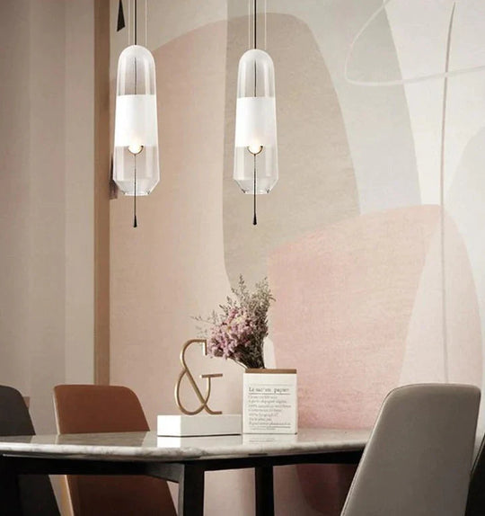 Nordic Creative Bedroom Bedside Lamp Glass Small Single Head Chandelier Pendant