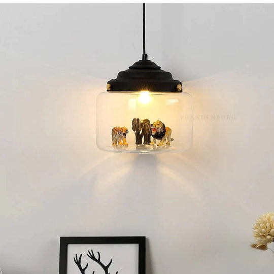 Nordic Glass Chandelier Bedroom Restaurant Coffee Shop Personality Creative Animal Cartoon Art
